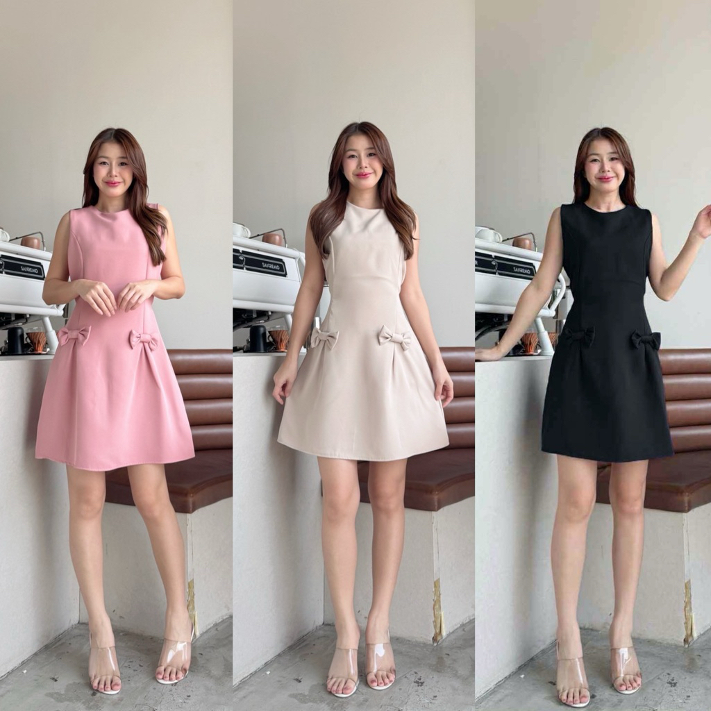 106-1 เดรสแขนกุดโบว์