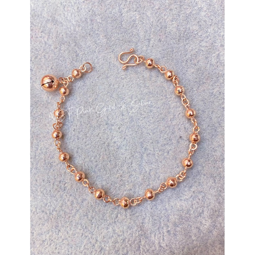 สร้อยข้อมือนาค นน. 1 สลึง ลายเม็ดประคำห้อยกระพรวน มีความยาวตั้งแต่ 15 ซ.ม ถึง 17 ซ.ม