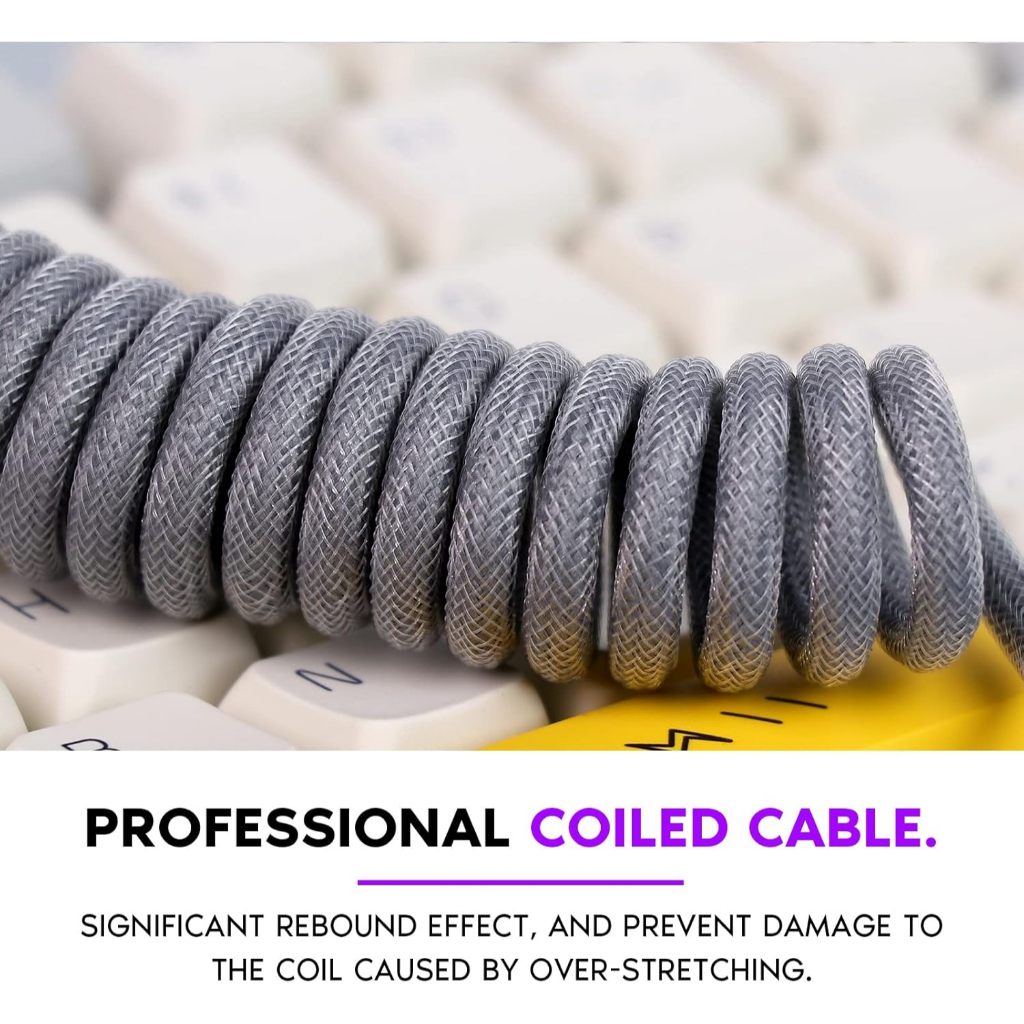 Custom Coiled Cable Type-C สายเคเบิลคีย์บอร์ด Aviator สายขดสายถักต่อแยก สำหรับคีย์บอร์ดกล - รูปที่ 4