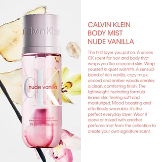 Calvin Klein CK Hair & Body Perfume Mist 236ml - Nude Vanilla | Warm & Comforting (Creamy Vanilla, Cozy Musk, Amber)