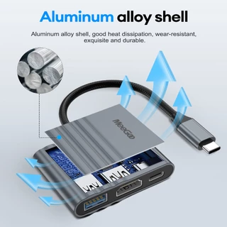 MEEGOO อะแดปเตอร์ USBcเป็นHDMI สายขยายพอร์ต3in1 USB3.0 HDMI PD เสียบและเล่น สำหรับMacbook โทรทัศน์