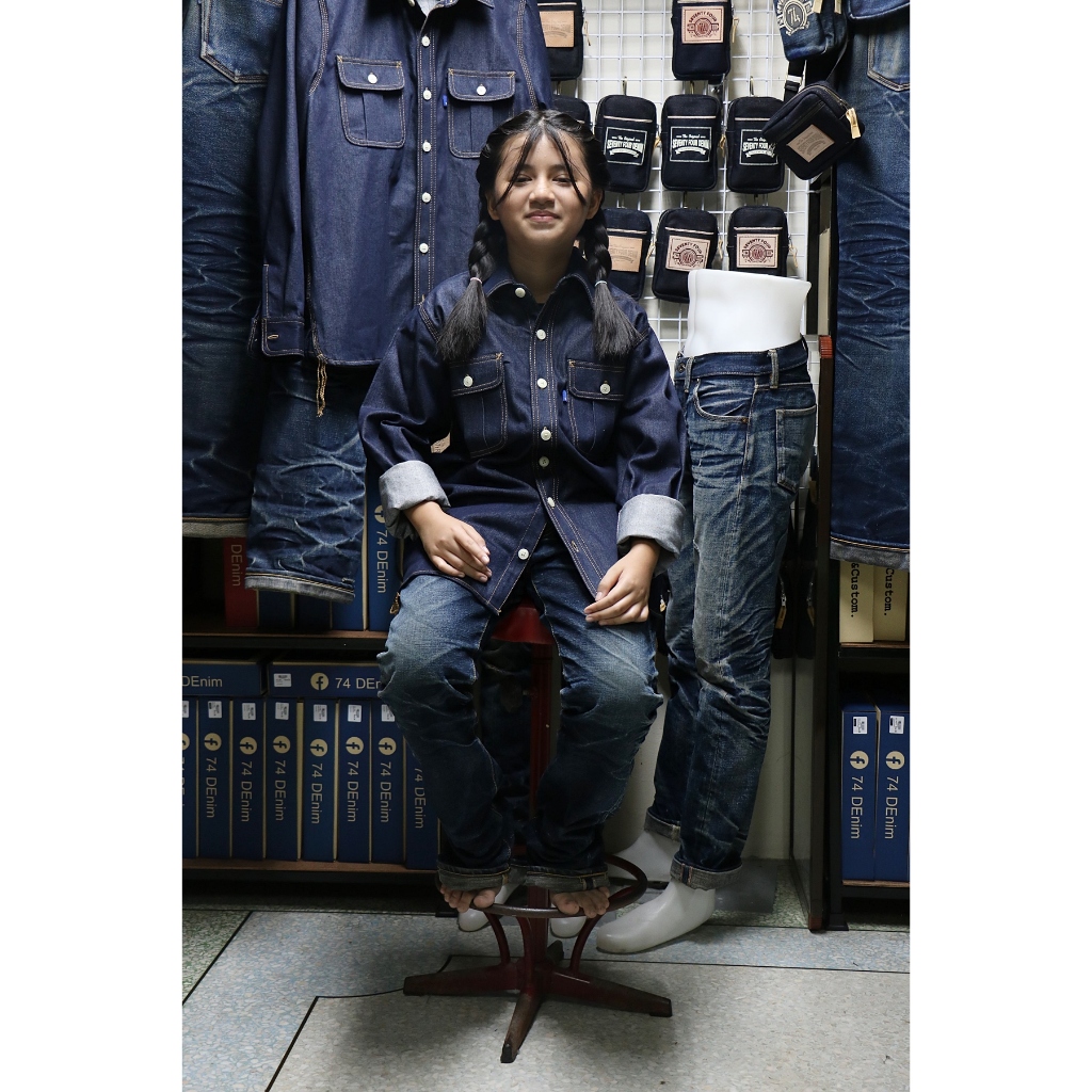 74-T-shirt denim./ เชิ๊ตยีนส์ผ้าดิบแขนยาวหนา 10 ออนซ์