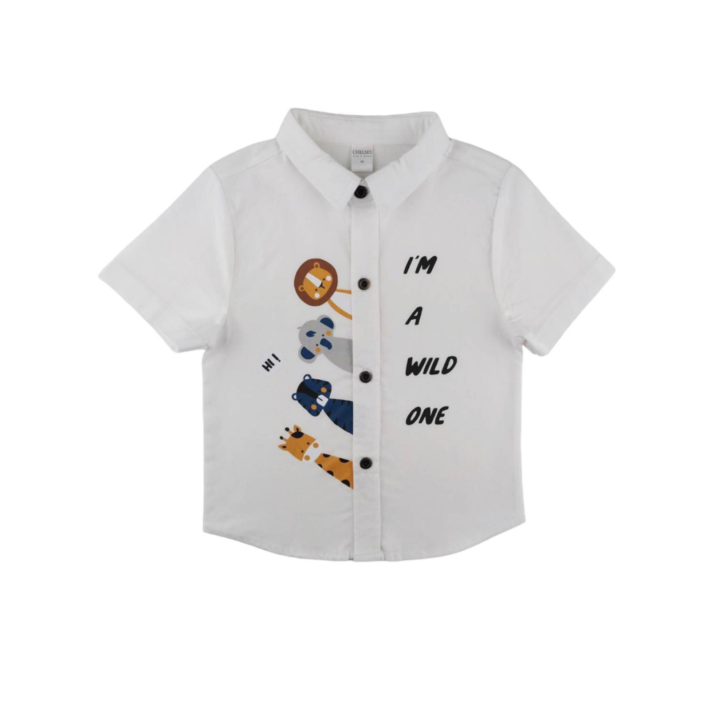 Chelsee เสื้อเชิ้ตแขนสั้น เด็กผู้ชาย แขนสั้น รุ่น 128040 พิมพ์ลาย อายุ 1.5-10 ปี ผ้า 100%Cotton เสื้อผ้าเด็กโต
