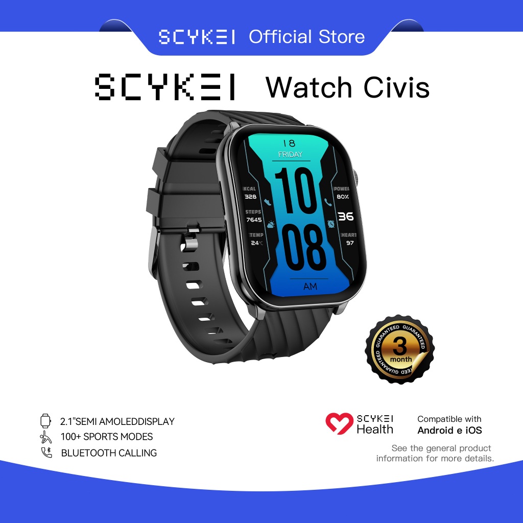 Scykei Civis สมาร์ทวอทช์ 60Hz คมชัด AMOLED หน้าจอโค้ง รองรับ BT Calling โทรออก-รับสายผ่านตัวเรือน กันน้ำ IP68