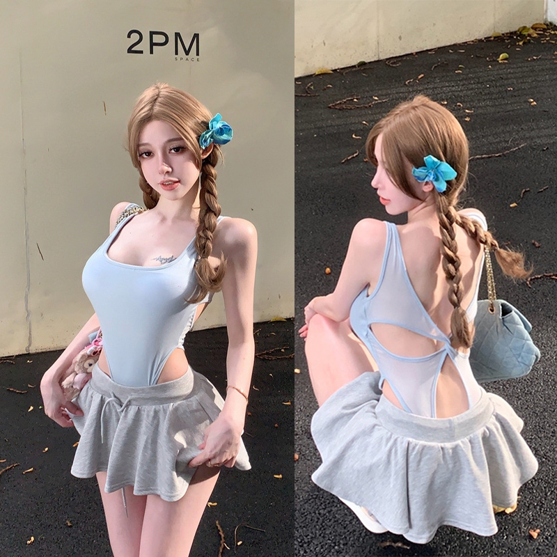 ชุดบอดี้สูท ดีเทลซีทรูเว้าหลัง ยืดพิดีสีพาสเทล  ฟองน้ำในตัว เว้าหลัง ราคา ถูกที่สุด ดีลบีเคเค แกลเลอรีภาพที่ 4