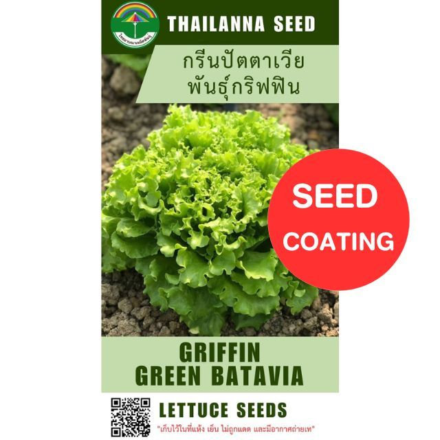 เมล็ดพันธุ์ผักสลัด กรีนปัตตาเวีย พันธุ์กริฟฟิน ( ขนาด 0.5 กรัม ) ( เมล็ดเคลือบ ) รหัสสินค้า SSC 1027