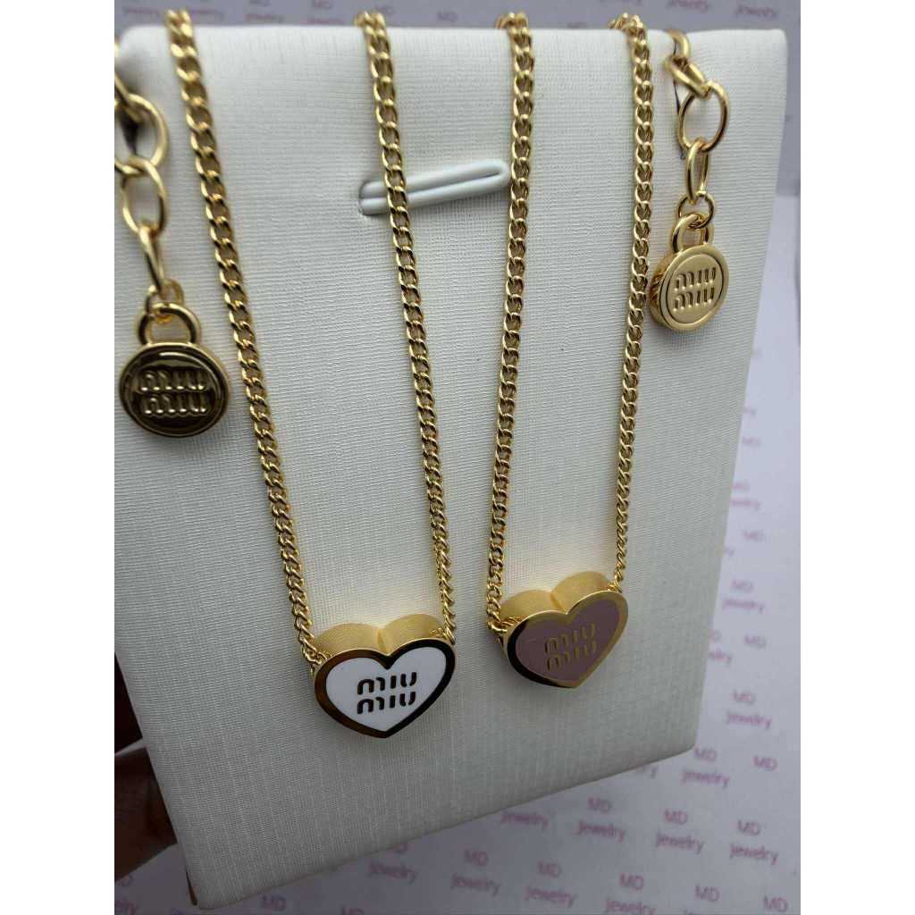 พร้อมส่ง สร้อยคอหัวใจ  มี 3 สีขาว/สีชมพู/สีฟ้า ทองเหลือง งานพรีเมี่ยม ก้านเงิน925  ไม่คัน เป็นมิตรต่อผิว - รูปที่ 2