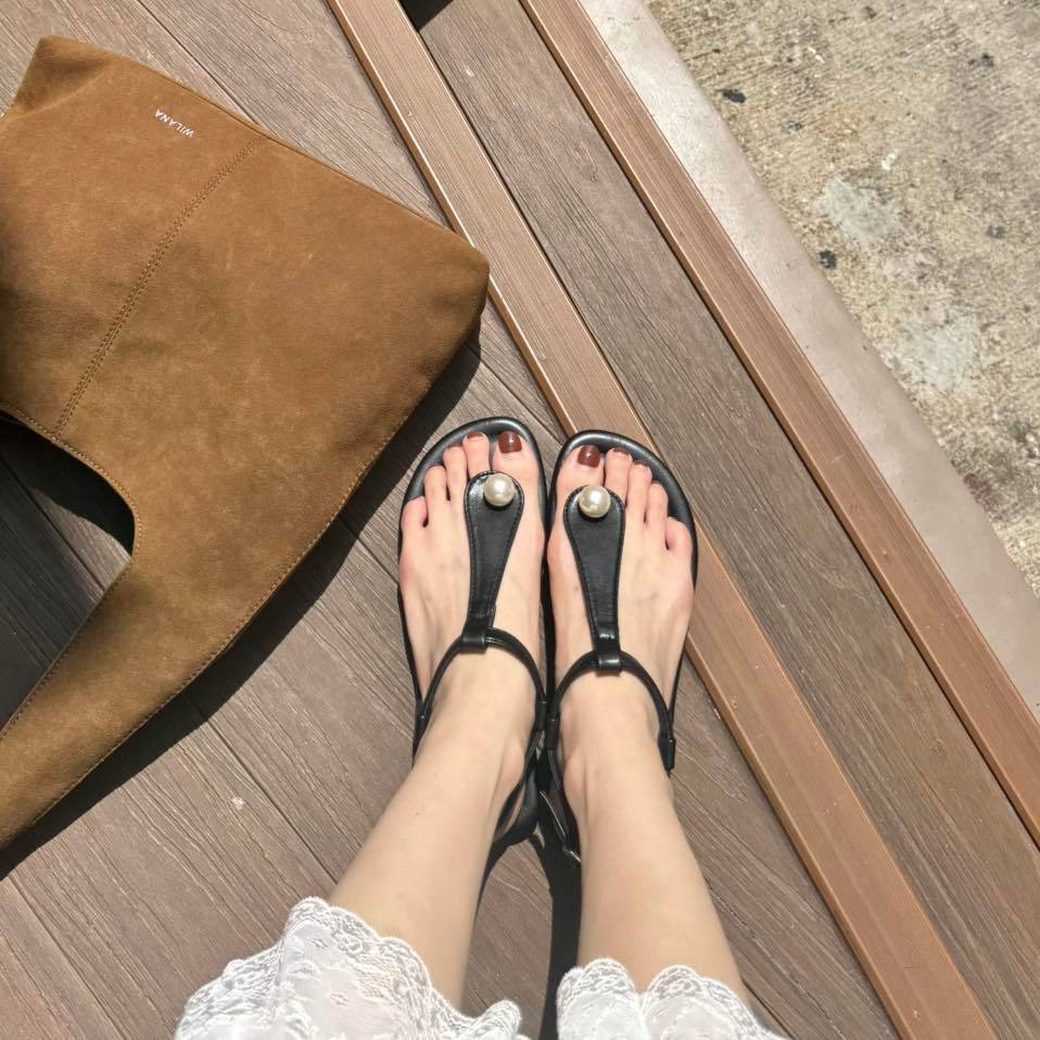 25twentyfives - V14 รองเท้าแตะรัดส้นไข่มุก รองเท้าใส่สบาย wilana