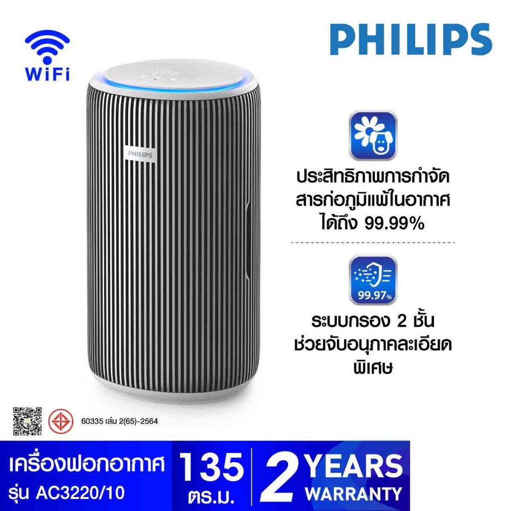 PHILIPS เครื่องฟอกอากาศ (135 ตร.ม.) รุ่น AC3220/10