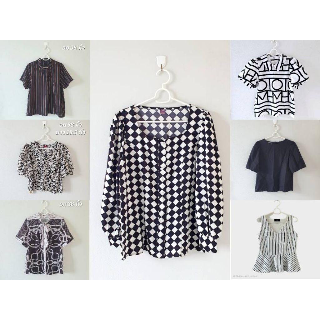 เสื้อดำ เสื้อผู้หญิง อก 38"