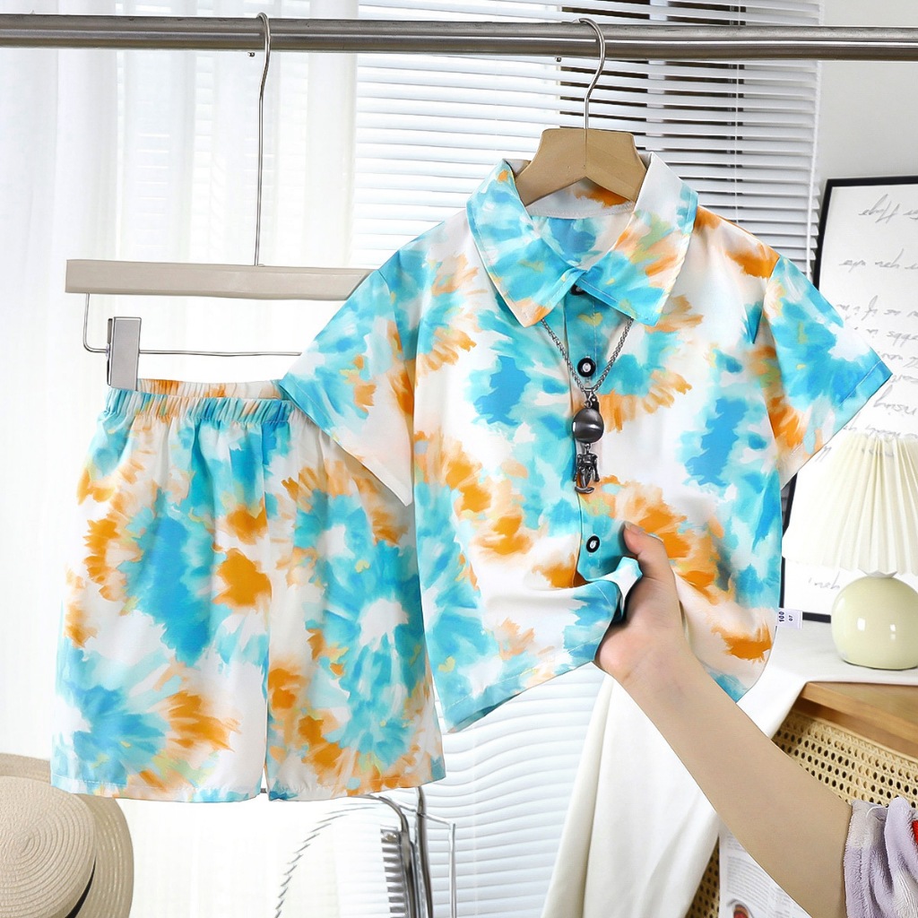 ชุดเซ็ต 2 ชิ้นเด็ก ชุดฮาวายเด็ก ผ้านิ่มนุ่ม ใส่สบาย ระบายอากาศ - รูปที่ 2