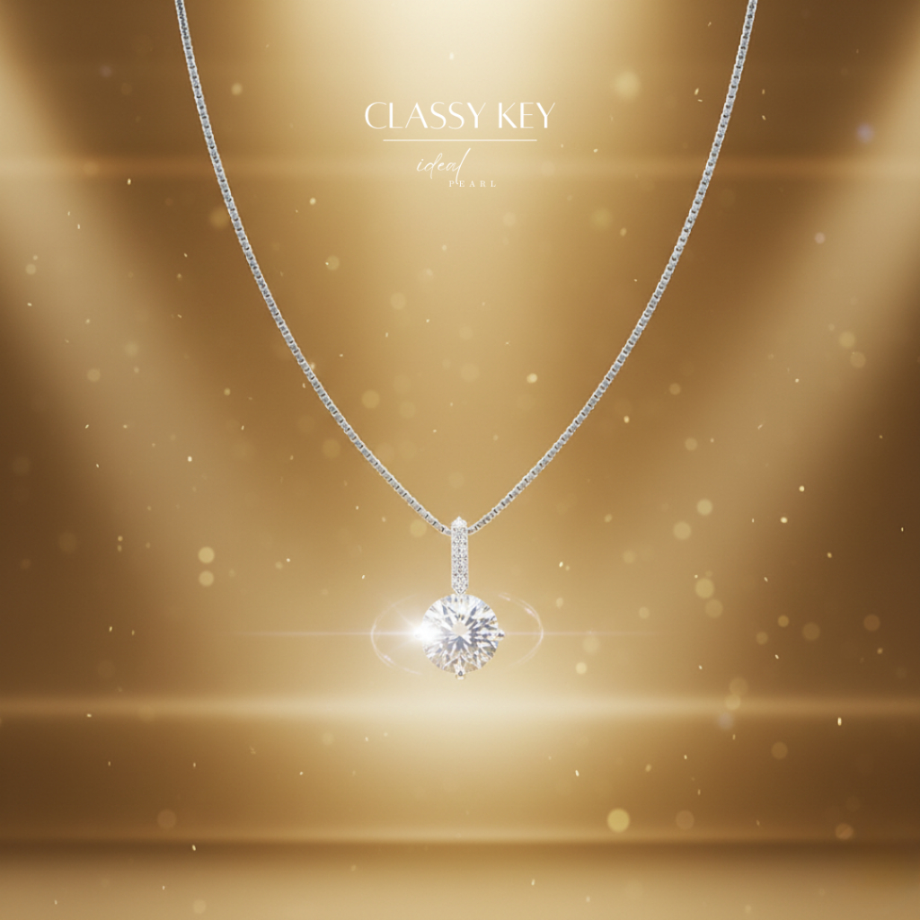 iDEAL สร้อยคอเพชร Classy Key สร้อยเงิน สร้อยคอแฟชั่น สร้อยคอผู้หญิง สร้อยเงินแท้ สร้อยเพชร