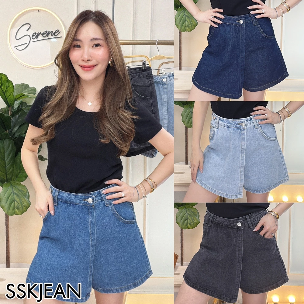 Serene's Choice กระโปรงกางเกง ยีนส์ ขาสั้น ไม่ยืด ทรงสวย ผ้าอย่างดี Denim Skort Jeans Skirt