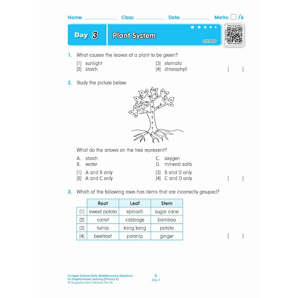 GSAP_แบบฝึกหัดวิทยาศาสตร์ ชั้นป.4CSci Daily Multiple-choice Questions for Inquiry-based Learning P.4 - รูปที่ 3
