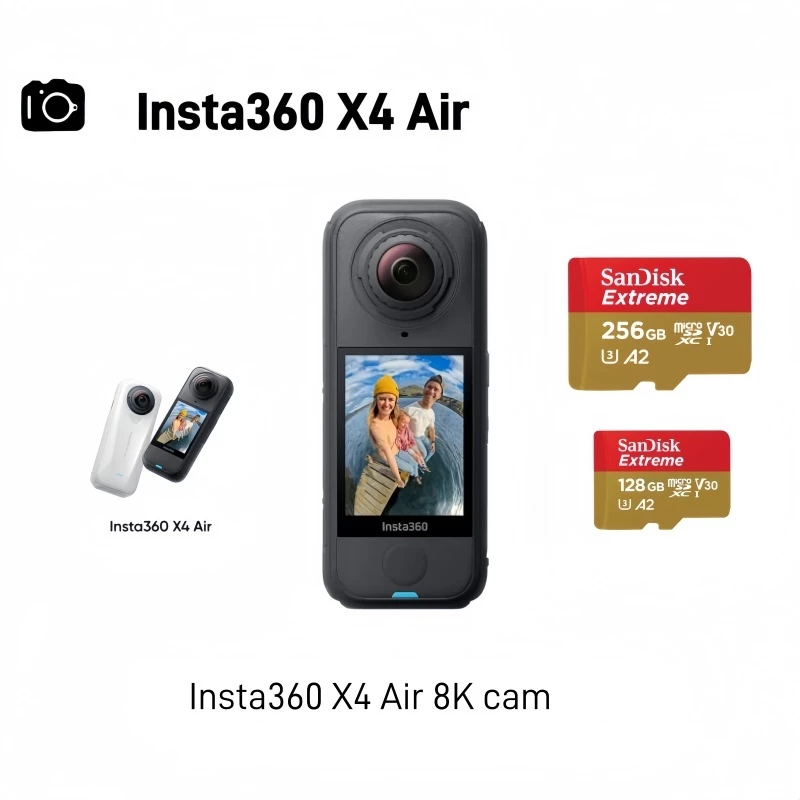 Insta360 [สินค้าใหม่] กล้องแอคชั่นแบบพาโนรามา Insta360 X4 Air 8K น้ำหนักเบา พกพาสะดวก ภาพคมชัด กันสั่นไหว ถือมือหรือใส่ก