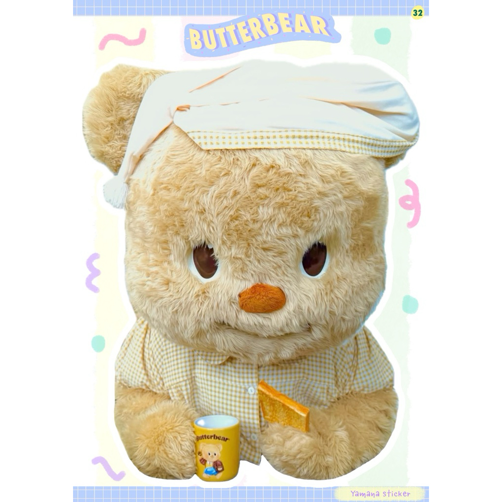 Sticker สติกเกอร์ butterbear น้องหมีเนย ไดคัทแล้ว กันน้ำ สำหรับติดตกแต่ง