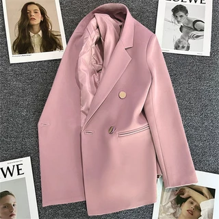 🔥ส่งไวจากไทย🔥 Blazer เสื้อสูทผู้หญิง เสื้อสูทสีกากีอารมณ์สบาย ๆ ใหม่ของผู้หญิง มี 4 สี，สไตล์โลหะสี่ปุ่ม