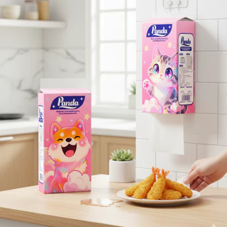 ( 15หิ้ว ) ทิชชู่เช็ดหน้า Panda แบบดึงแขวนได้ แผ่นใหญ่ หนานุ่ม เกรดGB/T20808 ไม่เป็นขุย ตะขอแขวน2ตัว