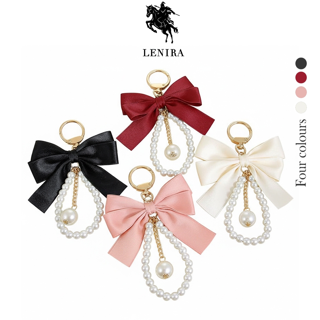 ส่งด่วน Lenira (B2519) พวงกุญแจ-โบว์ไข่มุก ที่ห้อยกระเป๋าพวงกุญแจ