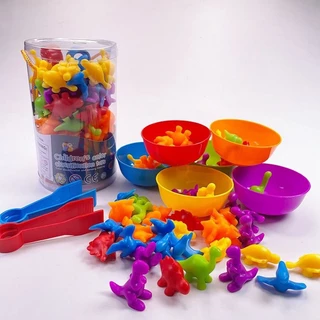 ส่งจากไทย Rainbow Sorting Bear Montessori ฝึกสมอง คีบ แยกสี ของเล่นเสริมพัฒนาการเด็ก