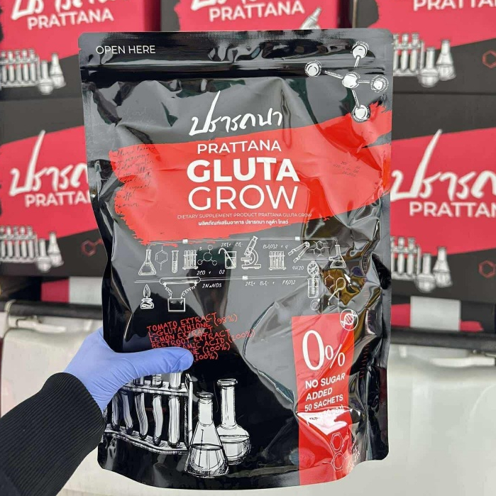 ใหม่พร้อมส่งฟรี!! ปรารถนา กลูต้า โกล์ด Prattana Gluta Grow [ 1 ห่อ 50 ซอง ]