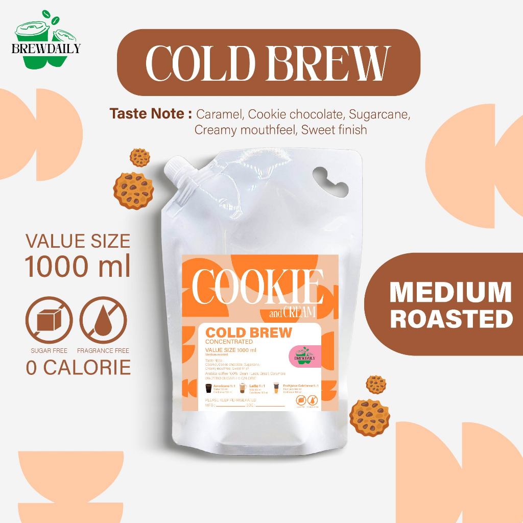 กาแฟสกัดเย็น Cookie and Cream  เข้มข้น คั่วกลาง coldbrew หอม นุ่ม ละมุน ผสมได้หลายเมนู
