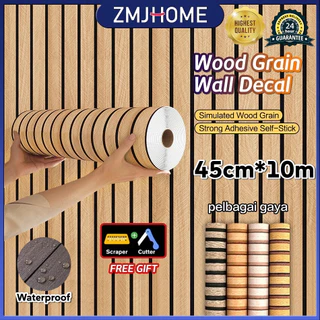 【Free Tools】45x1000cm สติ๊กเกอร์ลายไม้ สติกเกอร์ติดผนัง PVC ลายไม้ วอลเปเปอร์มีกาวในตัว กันน้ำ สติกเกอร์ติดโต๊ะ