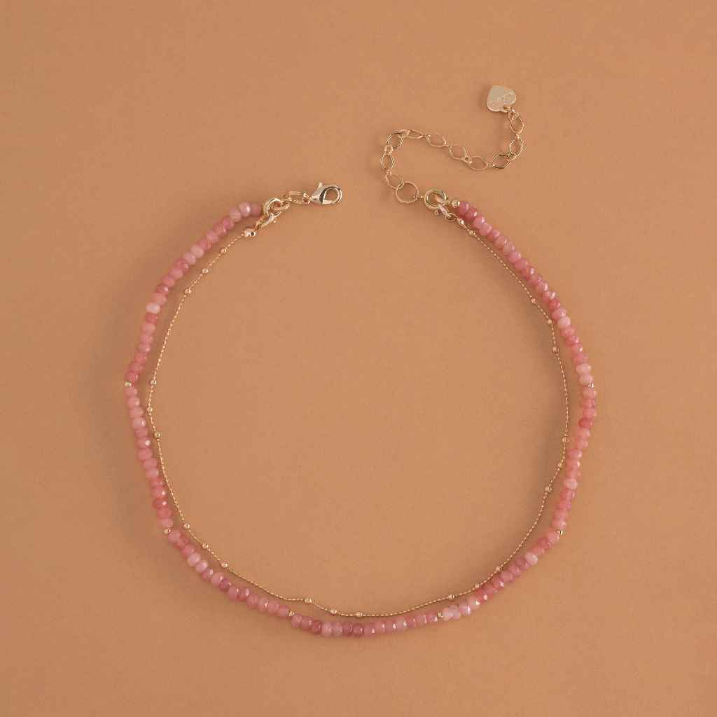 ROSE QUARTZ- LUCKY CHARM NECKLACE สร้อยคอหินมงคลโรสควอตซ์