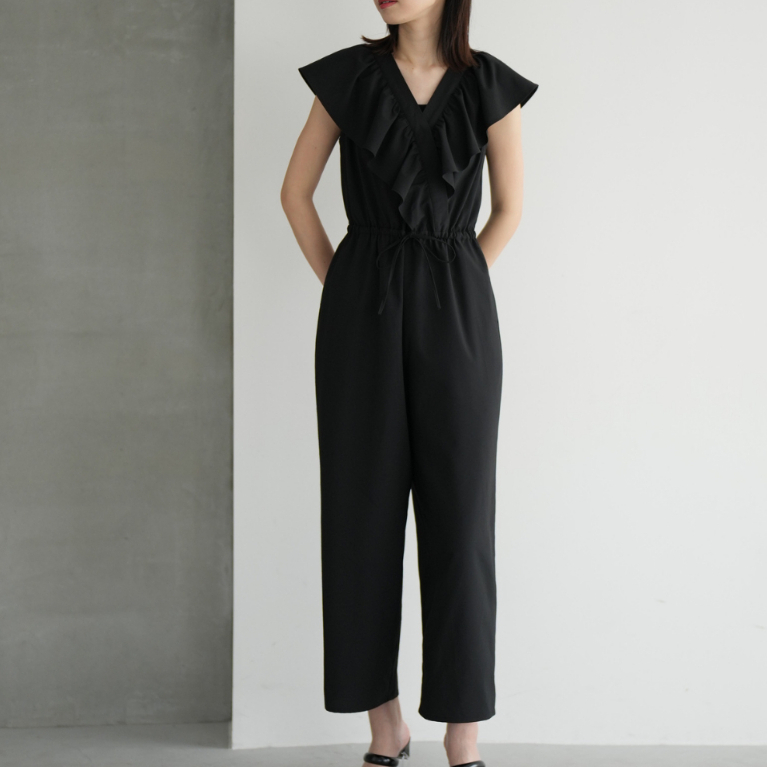 🇯🇵JJ Closet ชุดเอี๊ยมกางเกง ชุดลายดอก ขายาว ไม่รัดต้นขา ปรับเอวได้ ไสตล์แคชโคเออร์