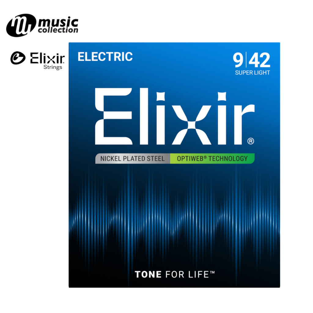 สายกีตาร์ไฟฟ้า ELIXIR Nickel เคลือบ OPTIWEB ( Super Light เบอร์ 9 - 42 ) #19002
