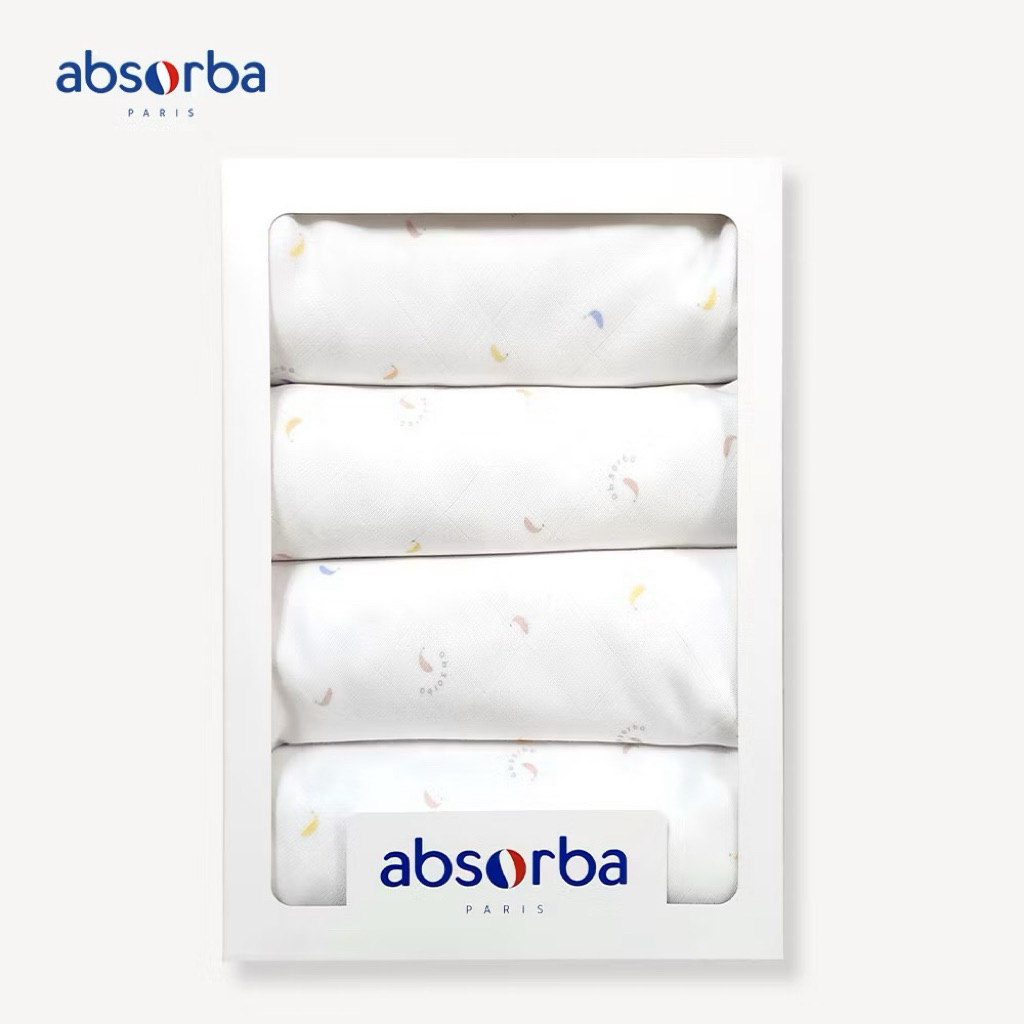 Absorba แอ็บซอร์บา (แพ็ค 4 ผืน) ผ้าอ้อมผ้า สำหรับเด็กแรกเกิด Bamboo Extra Soft ขนาด 30 x 30 นิ้ว BAM