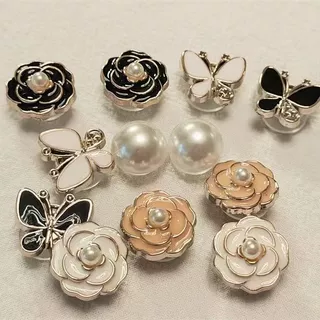 ใหม่ 12 ชิ้น Camellia ผีเสื้อ Cr Jiz อุปกรณ์เสริมรองเท้า DIY, สร้างสรรค์น่ารักดอกไม้มุกรูปแบบรองเท้า Charms, เหมาะส