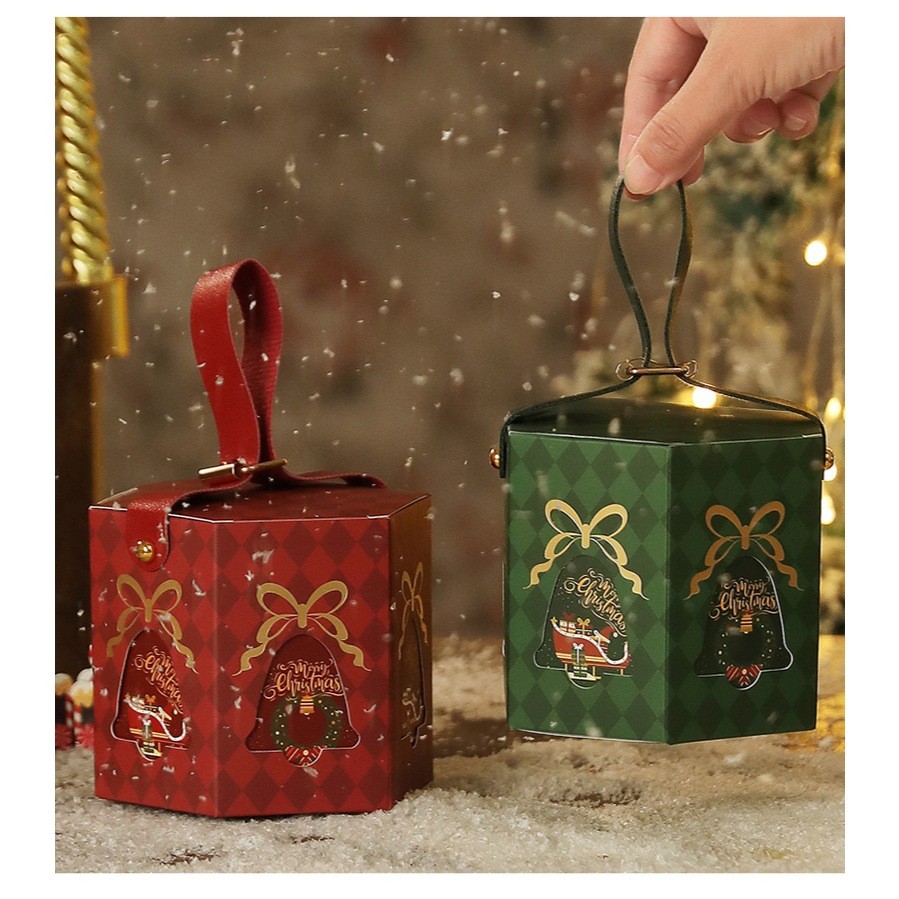 กล่องใส่ขนมทรง Go-around ลายคริสมาสต์ Christmas box (แพค 5 ใบ)