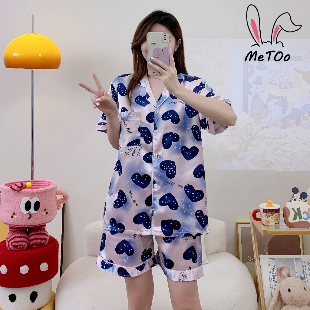 MeTooชุดนอน ชุดนอนผู้หญิง ชุดนอนแขนสั้น ชุดนอนแขนสั้นขาสั้น ชุดนอนการ์ตูน เซตชุดนอน งานใส่สบาย ชุดนอนคาร์ดิแกน+กางเกงนอน