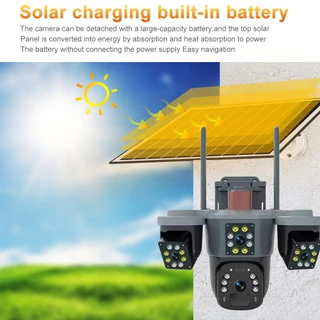 11พร้อมส่ง 4G/ WIFI Camera 12MP 6K 18LED Solar Cell กล้องวงจรปิดใส่ซิม /ไวไฟ โซลาร์เซล ชัด12ล้านพิกเซล กล้อง2เลนส์3จอ