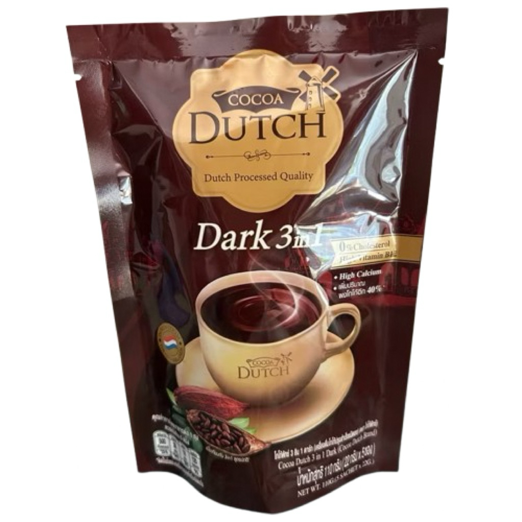 ‼️ฟรีผ้าเช็ดผืนเล็ก‼️Cocoa Dutch 3 in 1 Dark ขนาด 110g (22g x 5 ซอง) เครื่องดื่มโกโก้ปรุงสำเร็จชนิดผง