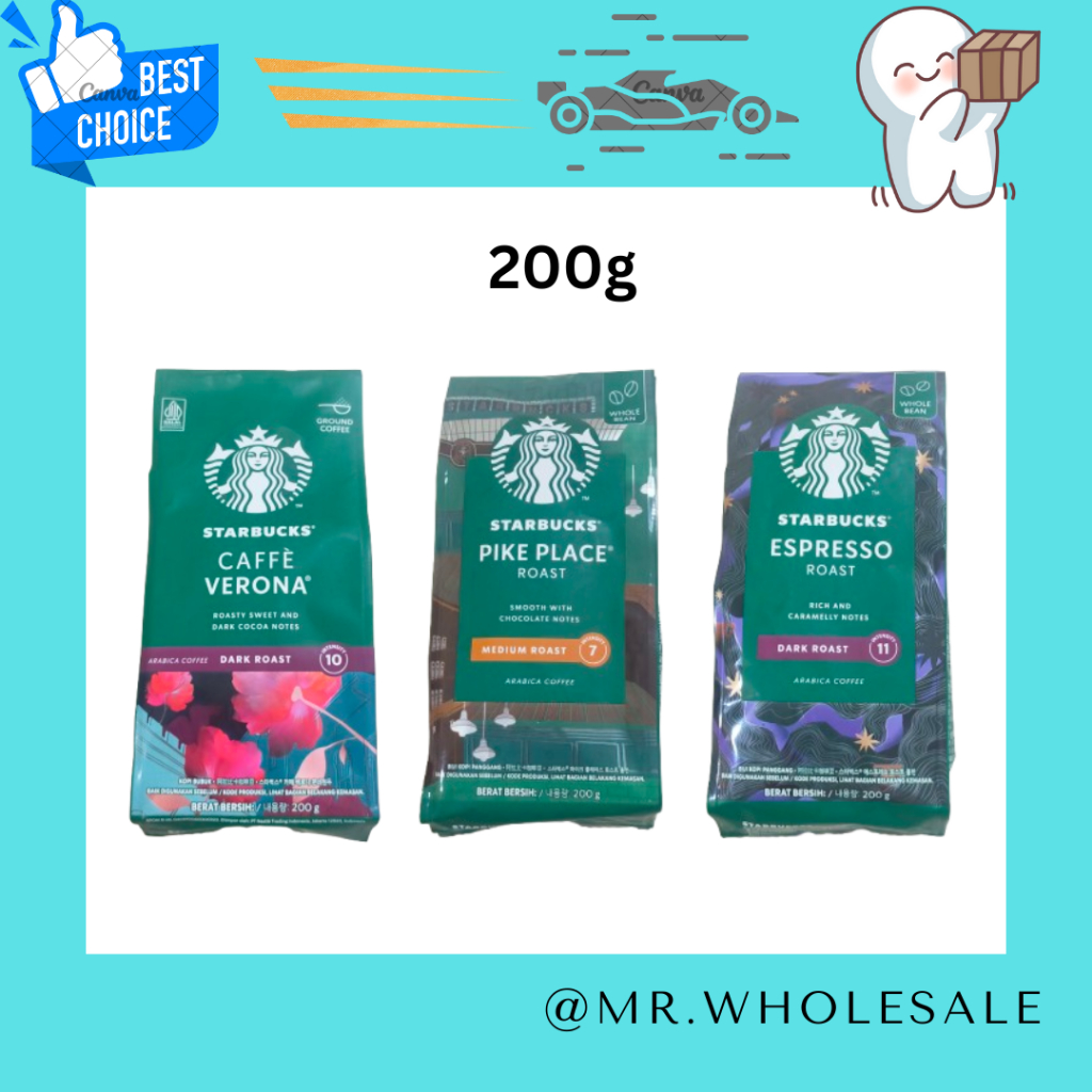 Starbucks Ground Coffee เมล็ดกาแฟสตาร์บัค 100% Starbucks ผงกางแฟ 200กรัม