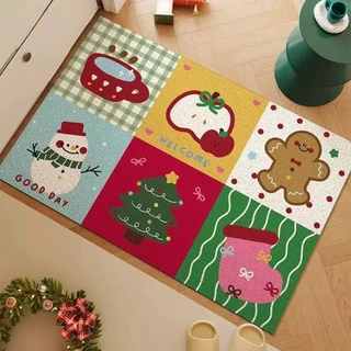 🏷️[Home] 🎅 พรมคริสมาส พรมยางpvc 40x60 พรมดักทรายแมว พรมเช็ดเท้า พรมดักฝุ่นหน้าประตู 🌲พรมตกแต่งวันคริสมาส