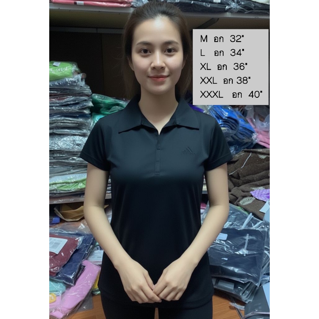 เสื้อออกกำลังกาย เสื้อกีฬา  คอปก สีเรียบ เนื้อผ้าคุณภาพสูง Polyester - รูปที่ 3