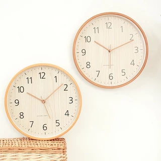 นาฬิกาไม้ นาฬิกาแขวนทรงกลม เรียบง่ายและมีสไตล์ ขนาด12นิ้ว ไร้เสียงwall clock