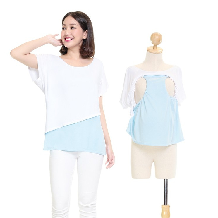 Muko Mila เสื้อเปิดให้นม ทูโทนเฉียง TC12