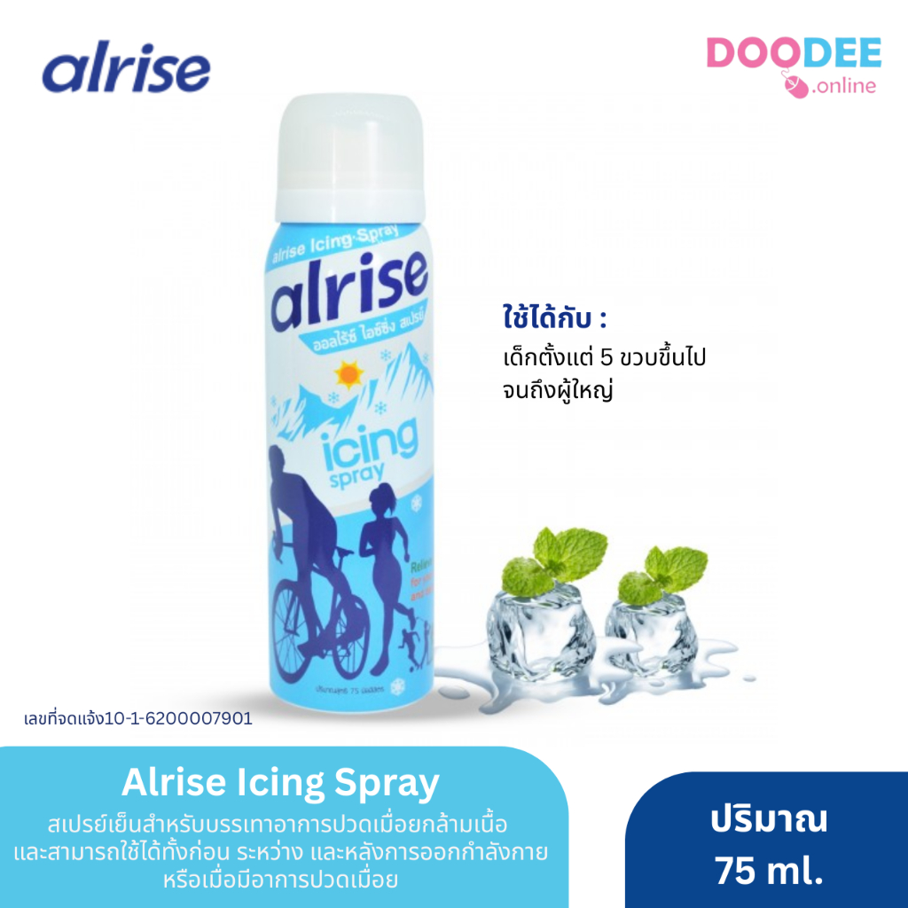 ALRISE ICING SPRAY 75 ml. สเปรย์เย็นแก้อาการปวดเมื่อย ป้องกันตะคริว (O04-4)