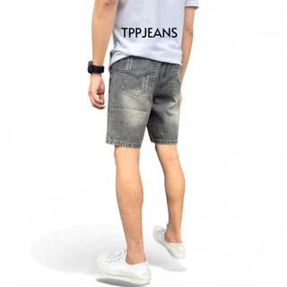 JEANSEXPRESS New Shorts Men's กางเกงยีนส์ขาสั้นชาย สีเทาฟอกแต่งสะกิดขาด ทรงเหนือเข่า ใส่สบาย Size 28-36 เป้าซิป