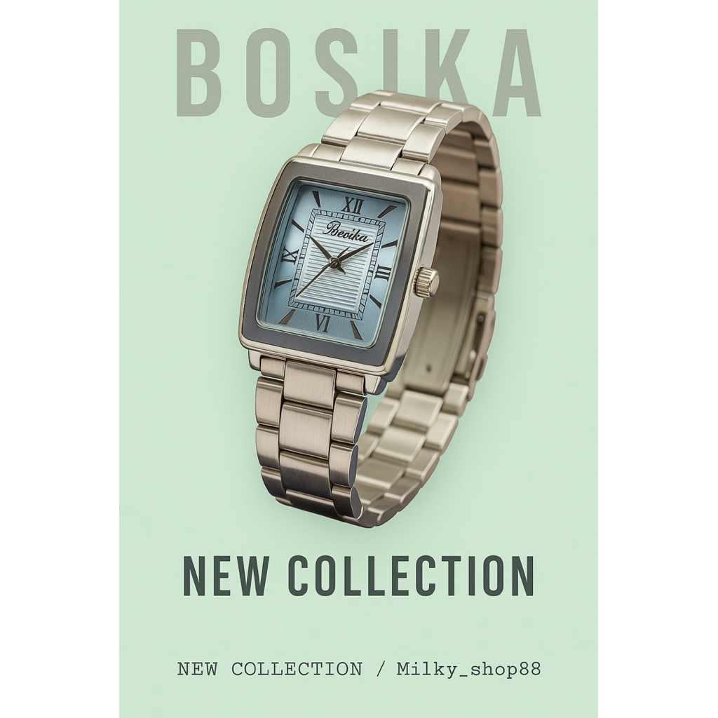 (M66) นาฬิกา BOSIKA รุ่น BG-042 สแตน เลสแท้ (พร้อมกล่อง+ถ่านสำรอง+ตัวตัดสาย)