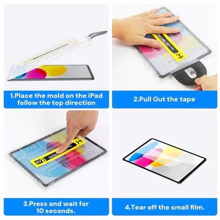 ฟิล์มกระจก ติดตั้งง่าย for iPad Air M4 M3 11นิ้ว iPad Gen11 A16 Air5/4 10.9นิ้ว iPad Pro11 การติดตั้งลายนิ้วมือไร้ฝุ่น