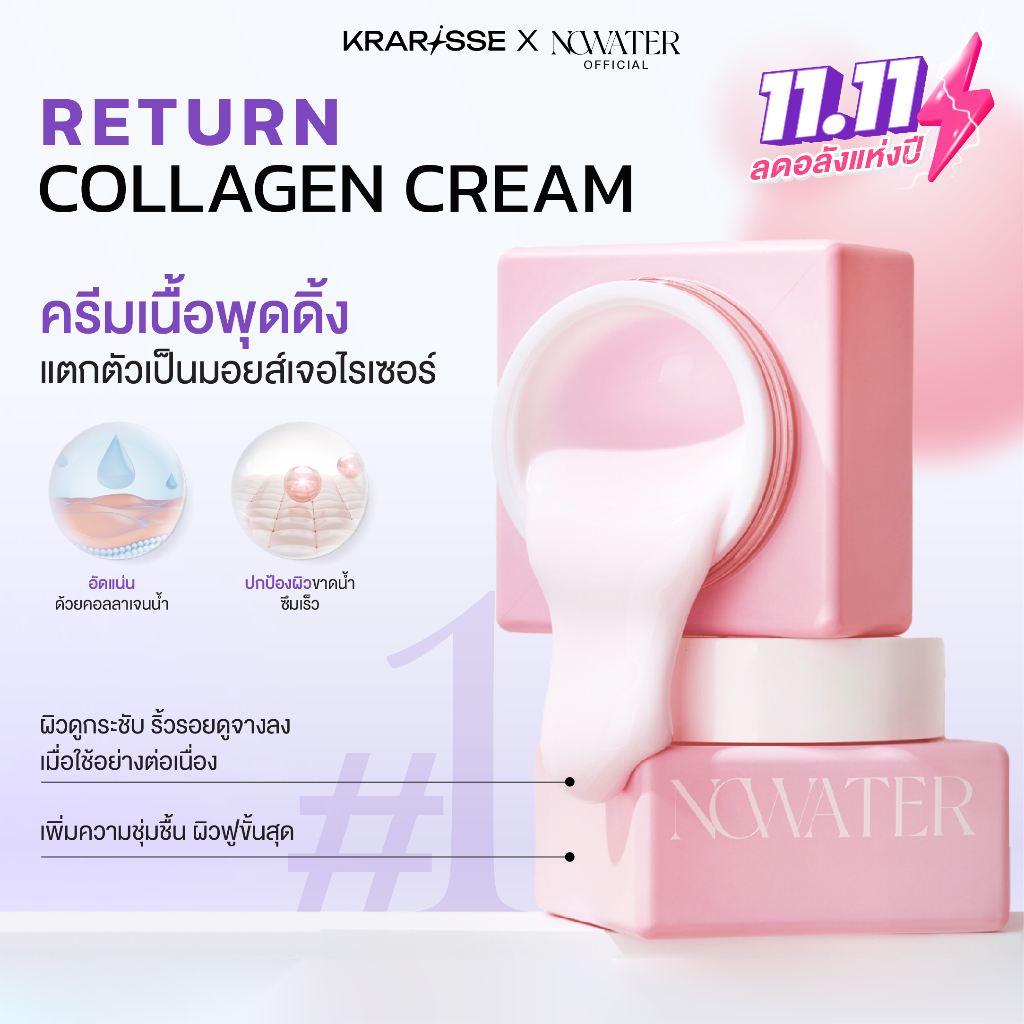 ครีม เนื้อพุดดิ้ง NOWATER Return Collagen Cream โนวอเตอร์ รีเทิร์น คอลลาเจน ครีม