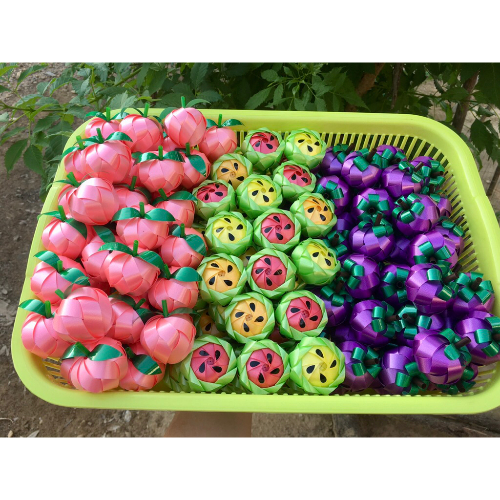 ✨50ลูก✨ตัวเปล่าผลไม้รวม+ลูกจันทร์(ใบริบบิ้นเงา) 🍉🍋