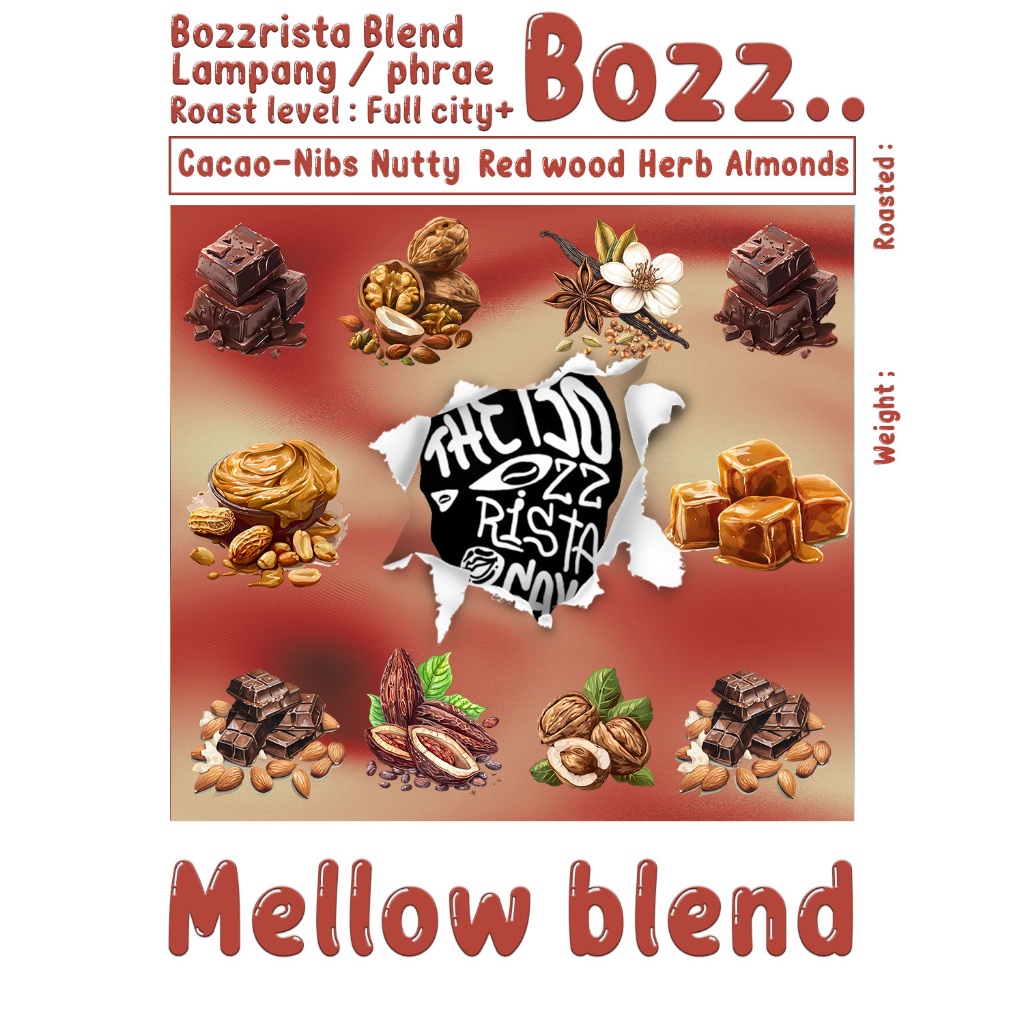 Thebozzrista Blend Coffee : Mellow Blend Full-City+ / Arabica x Robusta x Liberica (คั่วเข้ม)