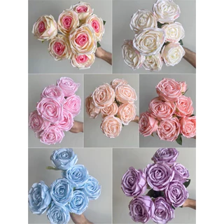 มาใหม่ กุหลาบขนาดกลาง 7ดอก รุ่นชาร์มมิ่ง ดอกกุหลาบปลอม ดอกไม้ปลอม
