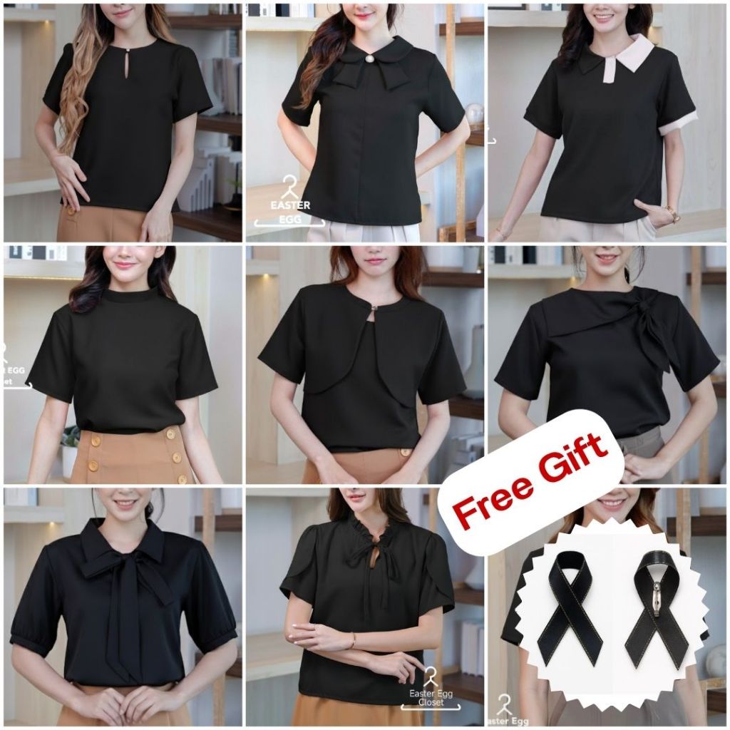 ALL เสื้อดำ รวมแบบของร้าน Easter พร้อมส่ง เสื้อทำงาน เสื้อไว้อาลัย รวมทุกคอลเลคชั่น